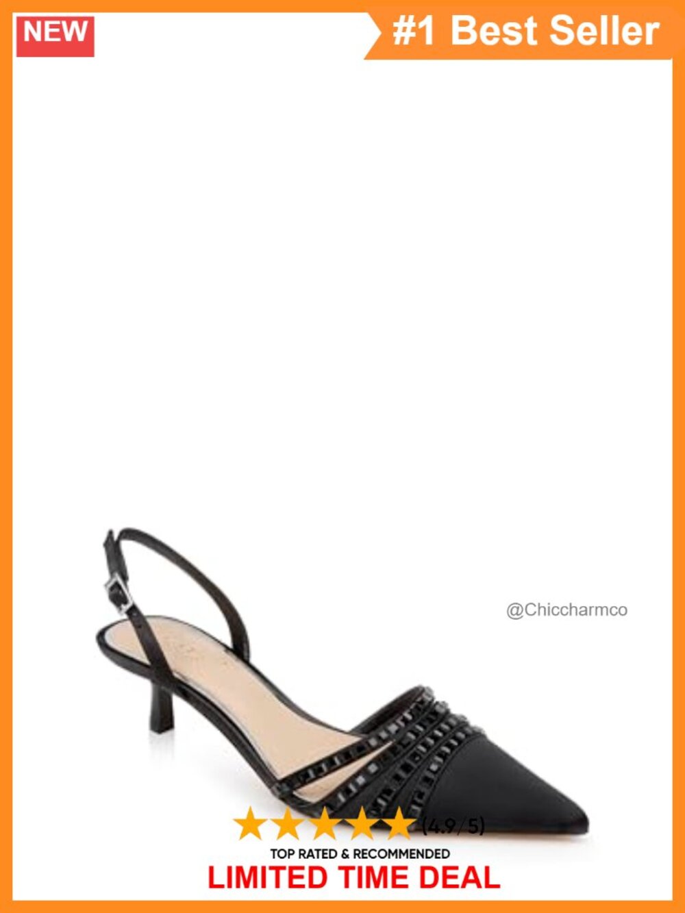 Bejeweled Slingback Kitten Heel Pointed Toe Pump